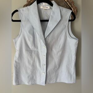 Calvin Klein Light Blue Sleeveless Button-Down Shirt 100% cotton